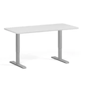 Stoły i stoliki do biura - Stół z regulacją wysokości, 2 silniki, 745 - 1215 mm, zaokrąglone narożniki, blat 1600 x 800 mm, podstawa szara, biały - miniaturka - grafika 1