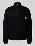 Swetry męskie - Sweter z dzianiny ze stójką i zamkiem błyskawicznym - miniaturka - grafika 1