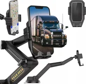 Uchwyty samochodowe do telefonów - Alogy Uchwyt samochodowy na telefon 7.2" do tira busa ciężarówki koparki samochodu Długi 43cm na szybę kokpit Alogy Czarny - miniaturka - grafika 1