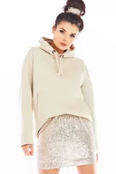 Spódnice - Spódniczka Mini na Gumce z Cekinami - Beżowa - miniaturka - grafika 1