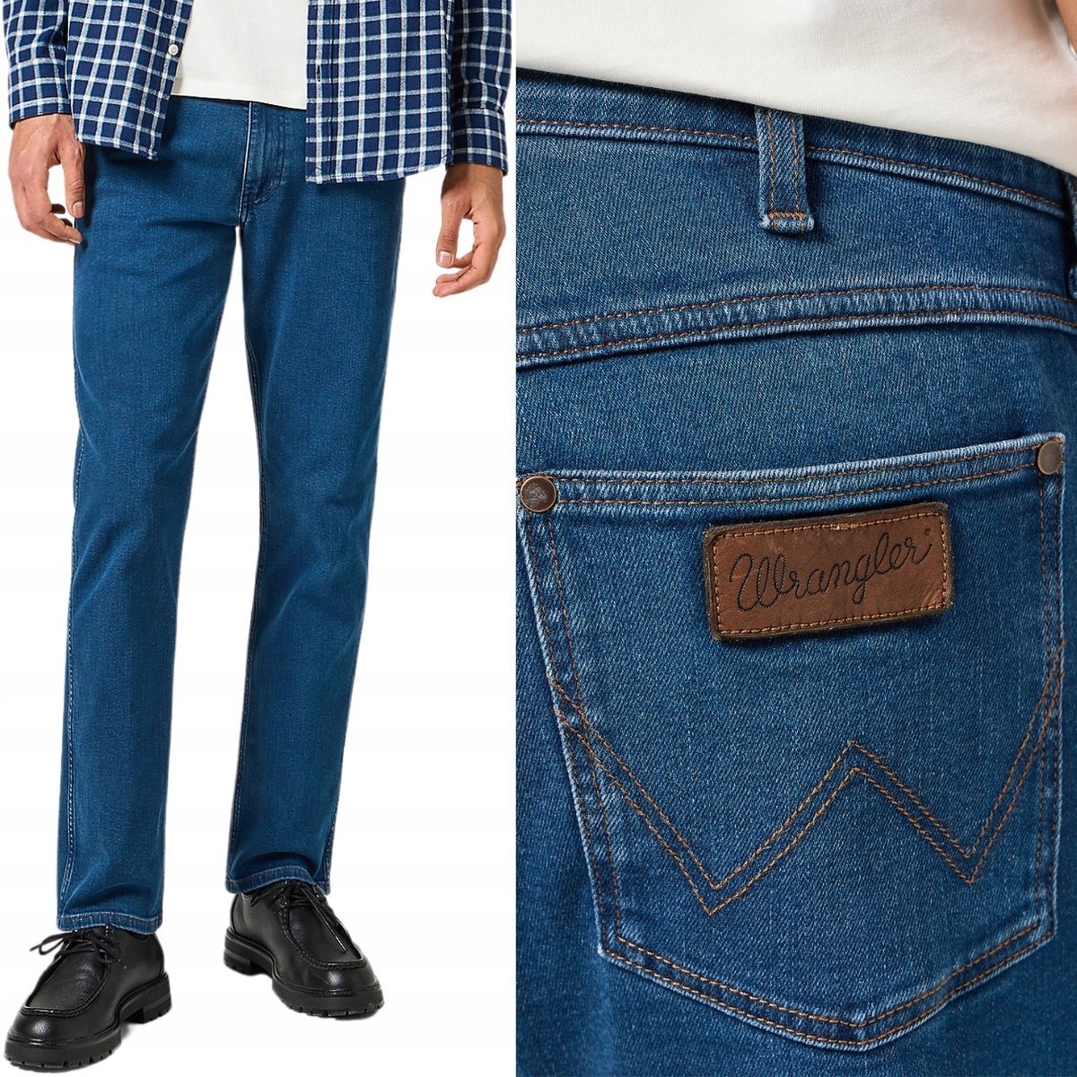 Wrangler GREENSBORO Blue Grey NOWA KOLEKCJA PROSTE CIEMNY DżINS W30 L30