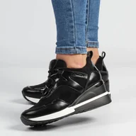 Półbuty damskie - Vinceza Czarne sneakersy półbuty damskie 10743 - - miniaturka - grafika 1