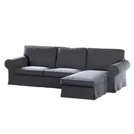 Meble modułowe i akcesoria - Dekoria Pokrowiec na sofę Ektorp 2-osobową i leżankę grafitowy szary 252 x 163 x 88 cm Velvet 1014-704-12 - miniaturka - grafika 1