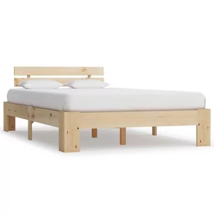 vidaXL Rama łóżka, lite drewno sosnowe, 140 x 200 cm - Łóżka - miniaturka - grafika 1
