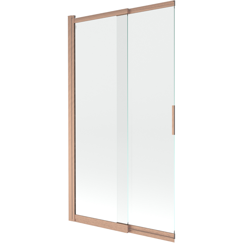 Mexen Fox parawan nawannowy 2-skrzydłowy przesuwny 100 x 150 cm, transparent, miedź szczotkowana - 891-100-002-65-00