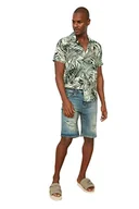 Spodenki damskie - Trendyol Męskie szorty o normalnej talii, krój slim fit, szorty bermudy denim, granatowe, 29 - miniaturka - grafika 1