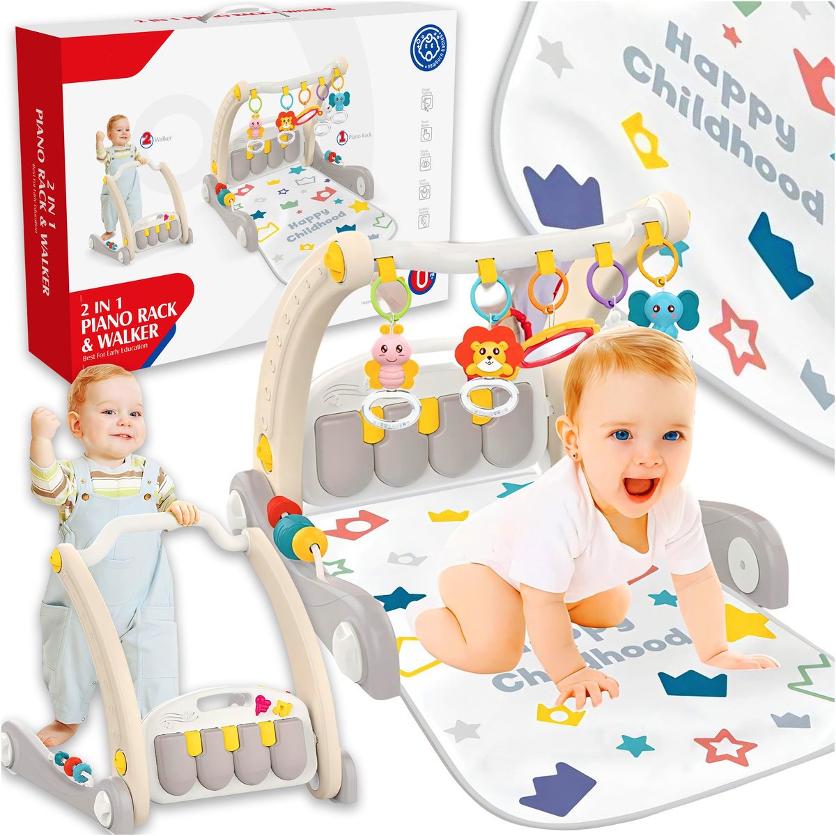 MATA EDUKACYJNA INTERAKTYWNA DLA NIEMOWLĄT NAUKA CHODZIK PCHACZ PIANINKO