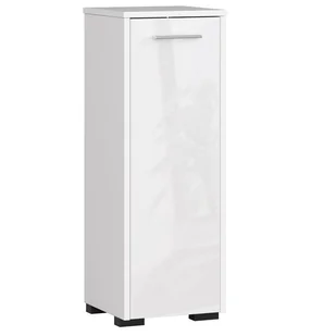 Szafka łazienkowa wolnostojąca: jedne drzwiczki, dwie półki, kolor: biały|biały błyszczący, wymiary mebla: szer: 30 cm, wys: 82 cm, gł: 30 cm - Szafki łazienkowe - miniaturka - grafika 1
