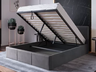 Łóżko tapicerowane z pojemnikiem 120x200 TOP line 7 Velvet Grafitowy - Łóżka - miniaturka - grafika 1