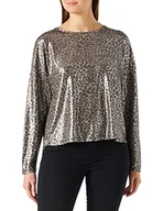 Koszulki i topy damskie - ONLY Women's ONLELIN 3/4 Shine TOP JRS T-Shirt, Black/AOP: Silver Leo, XL - miniaturka - grafika 1