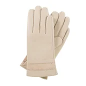 Rękawiczki - Skórzane rękawiczki damskie ocieplane kremowe - miniaturka - grafika 1