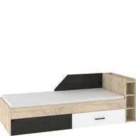 Łóżka dla dzieci i młodzieży - Łóżko 90 x 200 Prawe PAX-08 Pax MebloCross Dąb Endgrain / Biały / Błękit - miniaturka - grafika 1