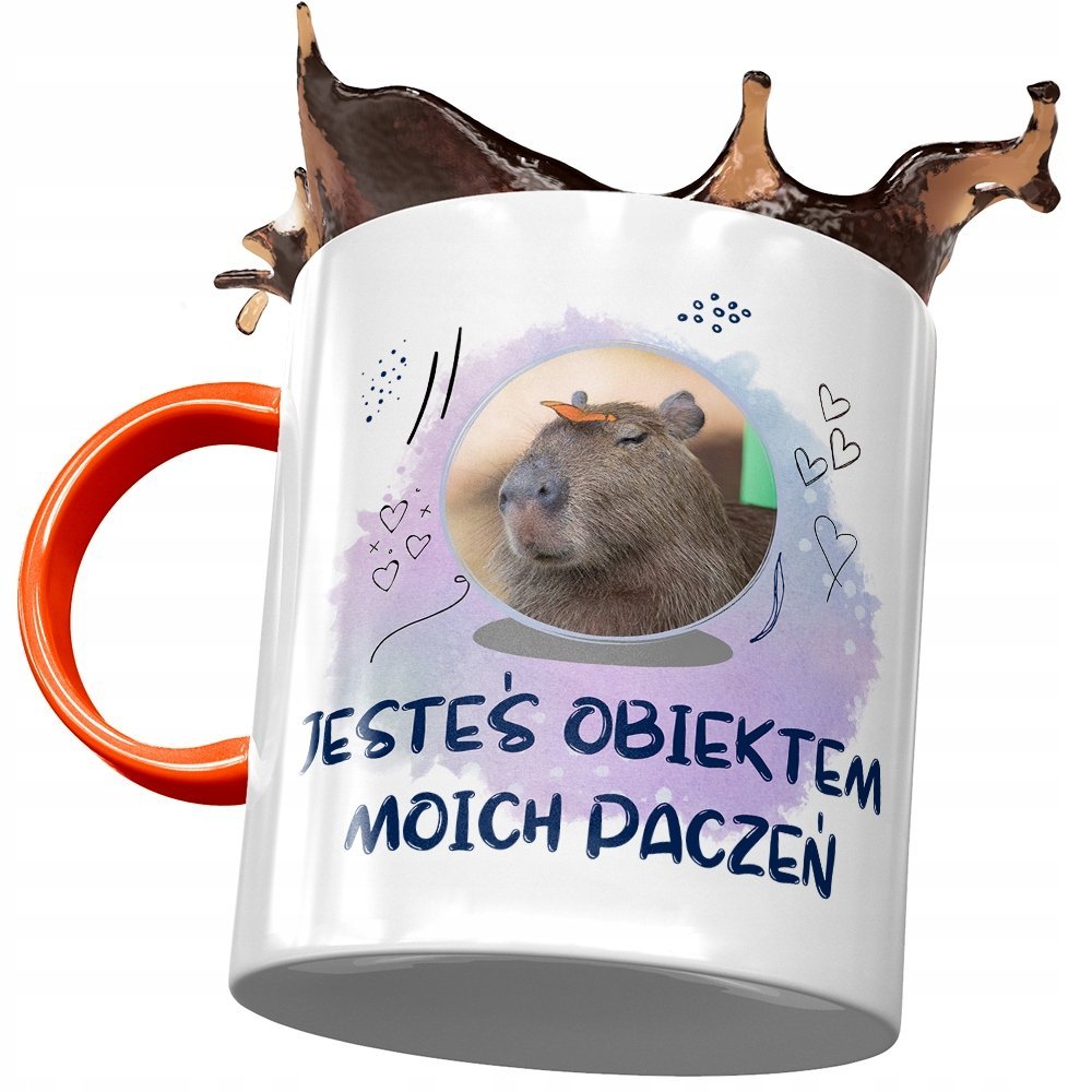 Kubek Pomarańczowy Kapibara na Urodziny Prezent z Nadrukiem ze Zdjęciem + Opakowanie na prezent (wzór 01)