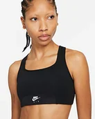 Biustonosze - Nike Swoosh damski biustonosz sportowy Air Bra czarny Czarny/czarny/odblaskowy srebrny. l CZ7213-010 - miniaturka - grafika 1