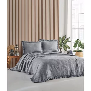 Szary zestaw narzuty na łóżko dwuosobowe i poszewek na poduszkę 220x240 cm Ilda – Mijolnir - Narzuty - miniaturka - grafika 1