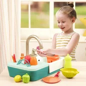Zabawy w naśladowanie dorosłych - Zlewozmywak z działającym kranem i akcesoriami do kuchni dla dzieci Splash-n-Scrub Sink B.Toys - miniaturka - grafika 1