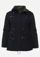 Kurtki damskie - Granatowo-Zielona Dwustronna Kurtka Przejściowa w Stylu Parki z Kapturem Tidala - miniaturka - grafika 1