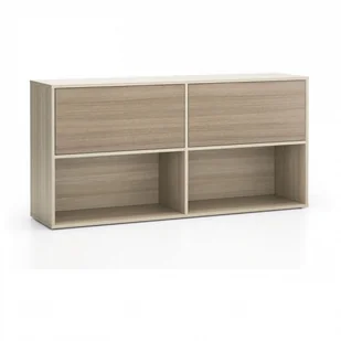 B2B Partner Regał biurowy LAYERS, długi, 2 schowki, 1582 x 400 x 777, dąb naturalny / dąb bejcowany 611511 - Regały biurowe - miniaturka - grafika 1