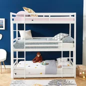 Łóżka dla dzieci i młodzieży - Potrójne łóżko piętrowe - 3 x 90 x 200 cm - Sosna - Białe - VAGAR - miniaturka - grafika 1
