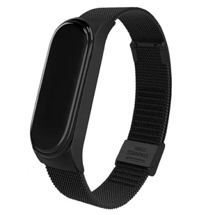 PASEK, OPASKA METALOWA Z ZAPIĘCIEM do XIAOMI MI BAND 3/4 (czarny) - Akcesoria do pulsometrów i zegarków sportowych - miniaturka - grafika 1
