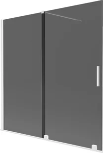 Mexen Velar parawan nawannowy 2-skrzydłowy rozsuwany 160 x 150 cm, grafit, biały - 896-160-000-41-20 - Parawany nawannowe - miniaturka - grafika 1
