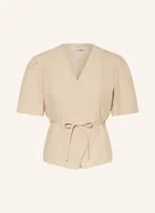 Bluzki damskie - Neo Noir Bluzka O Kroju Kopertowym Simoni beige - miniaturka - grafika 1