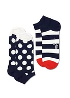 Skarpetki męskie - Happy Socks 2-Pack Big Dot Stripe Low Socks, Skarpety dla kobiet i mężczyzn, Biały (41-46) - miniaturka - grafika 1