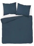 Pościel - Pościel adamaszkowa 180x200 denim granatowa jednobarwna paski 1 cm Pure - miniaturka - grafika 1