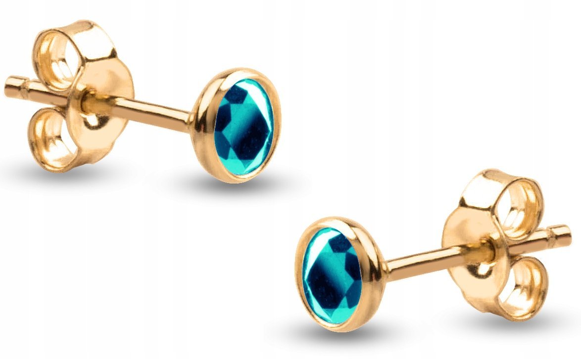 ZŁOTE KOLCZYKI NA SZTYFT TURKUS 333
