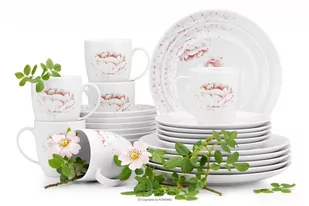 Zestaw obiadowo kawowy dla 6 osób porcelana Piwonia (24el.) BOSS PIWONIA Konsimo - Serwisy obiadowe - miniaturka - grafika 1