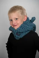 Czapki dla dzieci - Kaptur misiek 18 - niebieski jeansowy - miniaturka - grafika 1