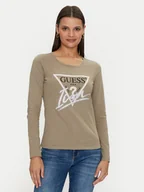 Bluzki damskie - Guess Bluzka Icon W4YI33 I3Z14 Zielony Slim Fit - miniaturka - grafika 1