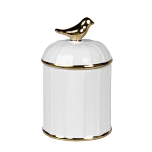 Pojemnik Pouli 9 x 9 x 15 cm biały - Pojemniki łazienkowe - miniaturka - grafika 1