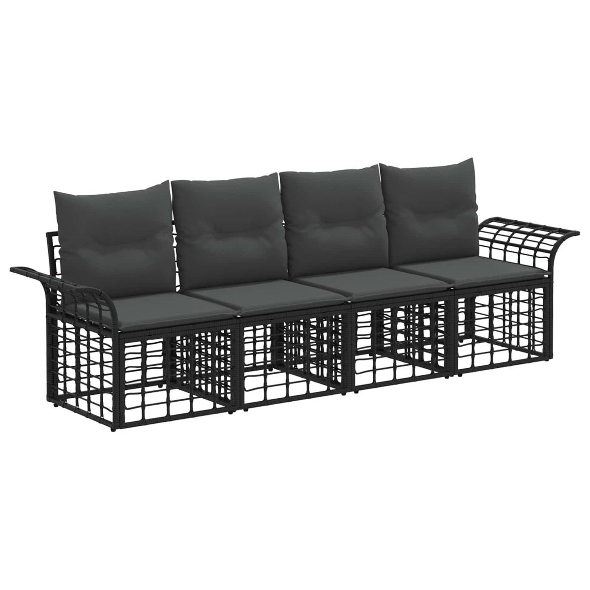 vidaXL Zestaw sof na zewnątrz 4 pcs Czarny i Ciemnoszary Poliester