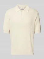 Koszulki męskie - Koszulka polo z mieszanki wiskozy z fakturowanym wzorem - miniaturka - grafika 1