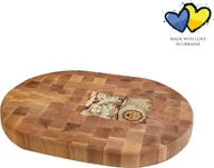 Deski do krojenia - MAYSTERNYA Owalna drewniana deska do krojenia - 44 x 32 x 4,5 cm - drewniany blok do krojenia o jakości cateringowej - brązowy - miniaturka - grafika 1