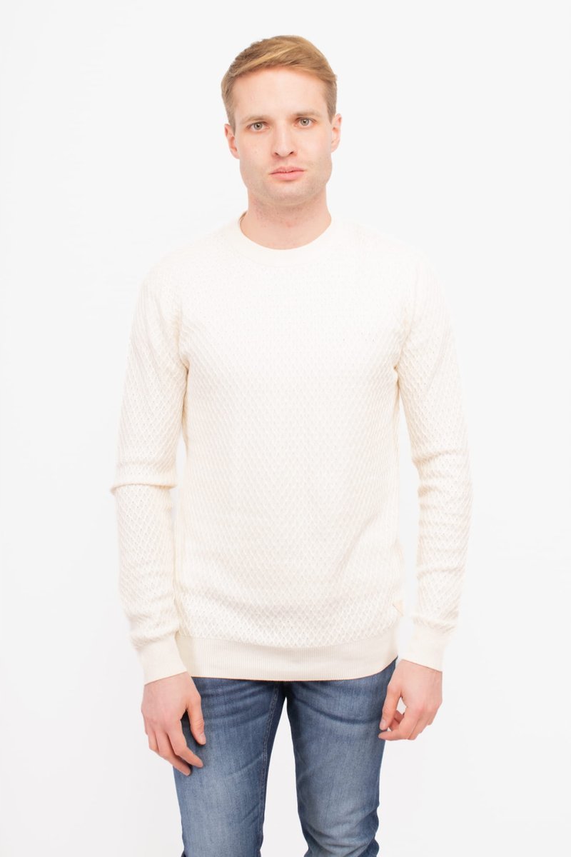 Sweter męski klasyczny bawełniany Guess M4YR05 Z3FB1 kremowy - S