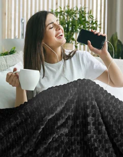 Koc 70 x 160 Flanelowy Design Cindy6 Czarny - Koce - miniaturka - grafika 7