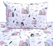 Pościel dla dzieci - Pościel 140x200 dziecięca kotki koty kocia rodzina biało różowa zwierzątka - miniaturka - grafika 1