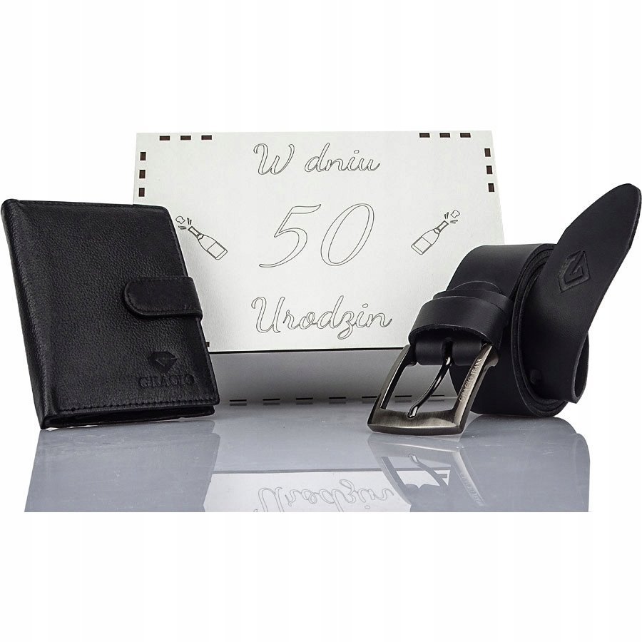 Męski Zestaw na Prezent 50 urodziny SKÓRZANY BOX