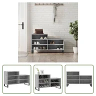 Szafki na buty - The Living Store stojak na buty betonowy szary 102x36x60 cm materiał drewnopochodny - miniaturka - grafika 1