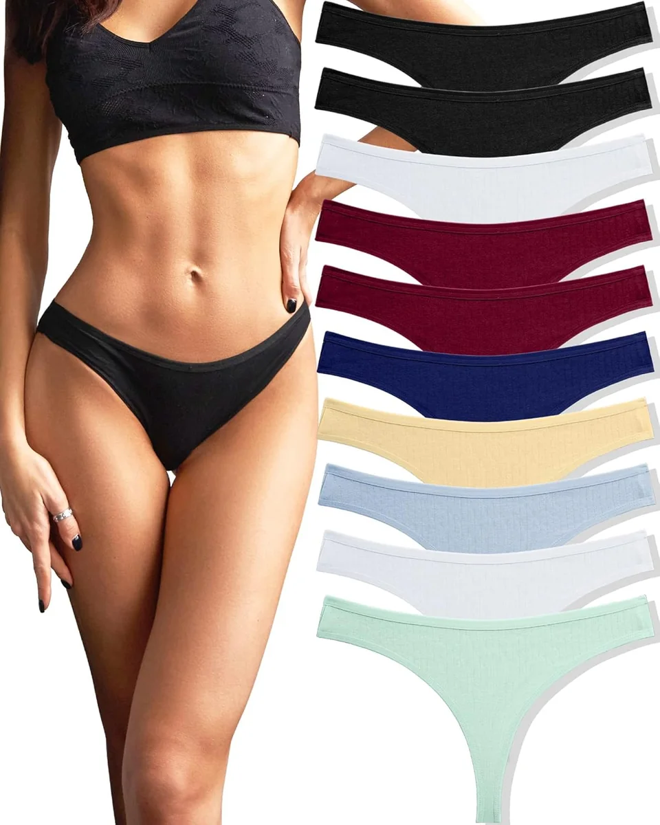 FINETOO 10 szt. stringi bawełniane tanga damskie sexy oddychające