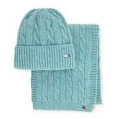 Czapki damskie - Damski komplet zimowy w warkoczowy wzór niebieski - miniaturka - grafika 1