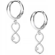 Kolczyki - Kolczyki srebrne Nieskończoność Serce 925 - miniaturka - grafika 1