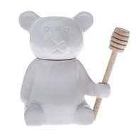Pojemniki kuchenne - Pojemnik na miód biały ceramiczny łyżka miś słoik - miniaturka - grafika 1