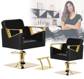 Fotele fryzjerskie - Fotel fryzjerski Tomas Gold hydrauliczny obrotowy do salonu fryzjerskiego podnóżek chromowany krzesło fryzjerskie - miniaturka - grafika 1