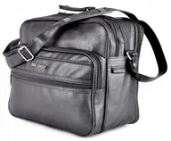 Torby męskie - Czarna POZIOMA Mała TORBA MĘSKA Eko Skóra SASZETKA na ramię PRZEWIESZKA C5 - miniaturka - grafika 1