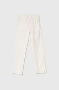 Spodnie i spodenki dla chłopców - Guess spodnie z domieszką lnu dziecięce kolor biały gładkie - miniaturka - grafika 1
