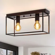 Lampy sufitowe - ZMH lampa sufitowa do salonu czarna vintage E27 lampa sufitowa retro industrialna lampa metalowa z 2 płomieniami oświetlenie sufitowe do sypialni przedpokoju kuchni jadalni - miniaturka - grafika 1