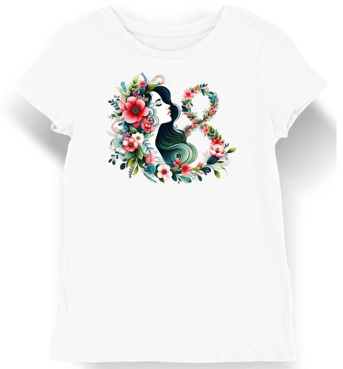 Koszulka damska na dzień kobiet 8 marzec kwiaty biała M